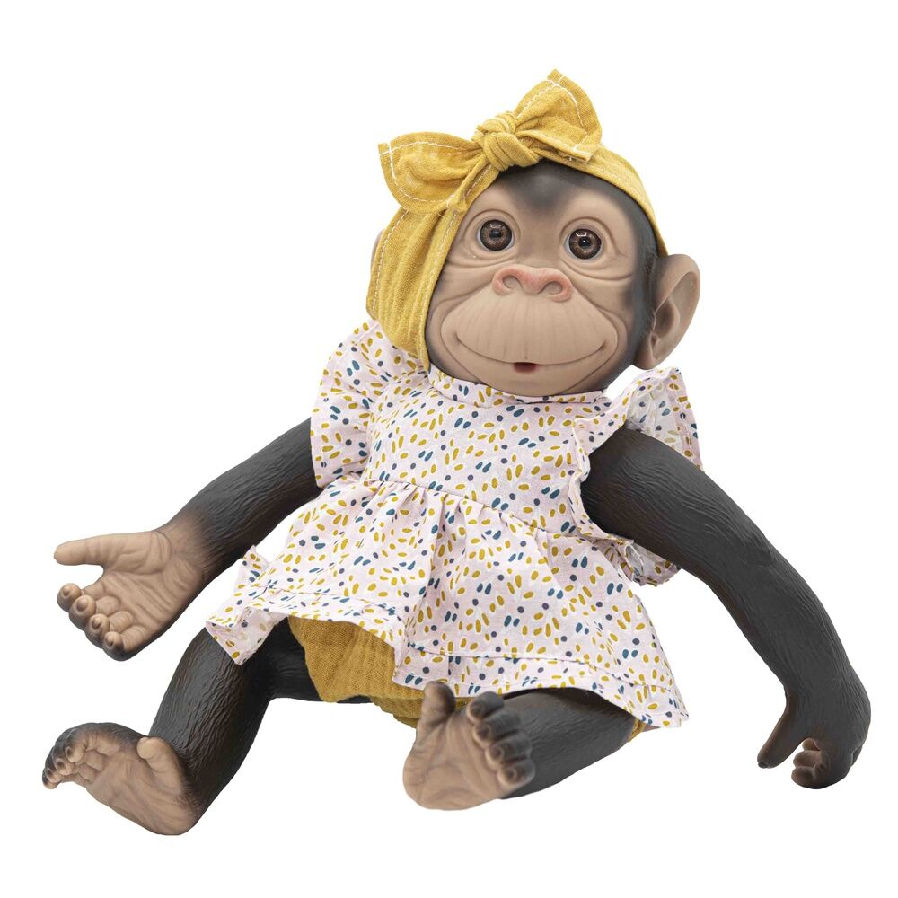 Baby doll reborn monkey pink dress yellow