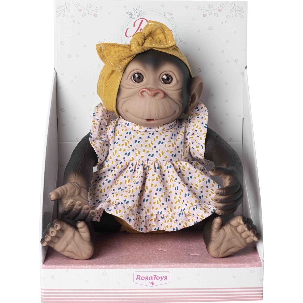 Baby doll reborn monkey pink dress yellow