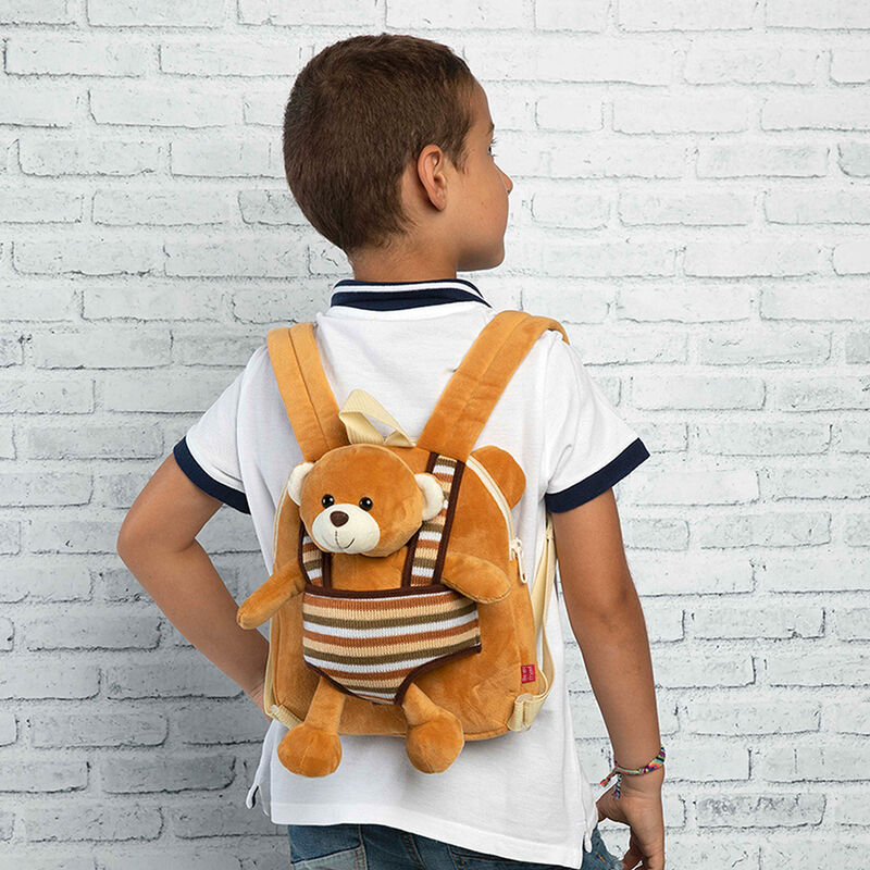 Benji Bear reversible backpack with plush toy 25cm