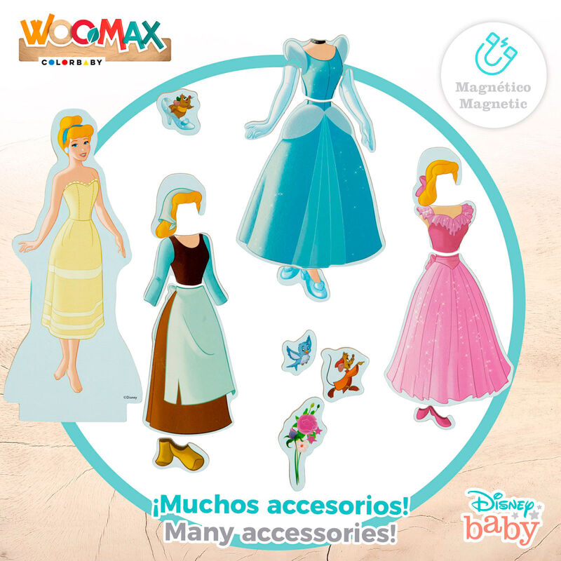 Disney Cinderella dresses wooden magnetic set