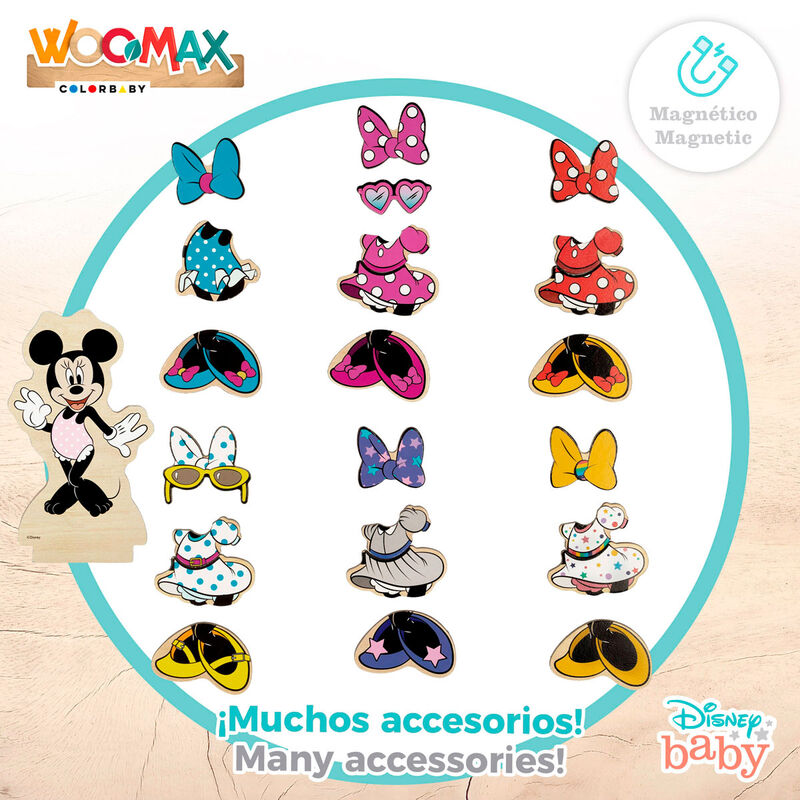 Disney Minnie dresses wooden magnetic set