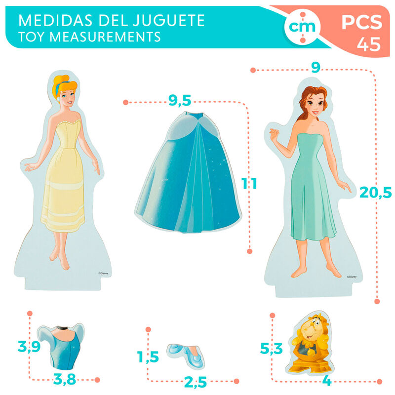 Disney Princess dresses wooden magnetic set
