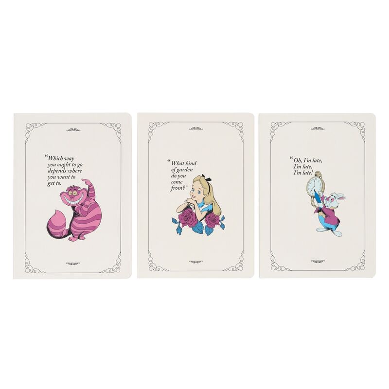 Disney Alice in Wonderland pack 3 A5 notebooks