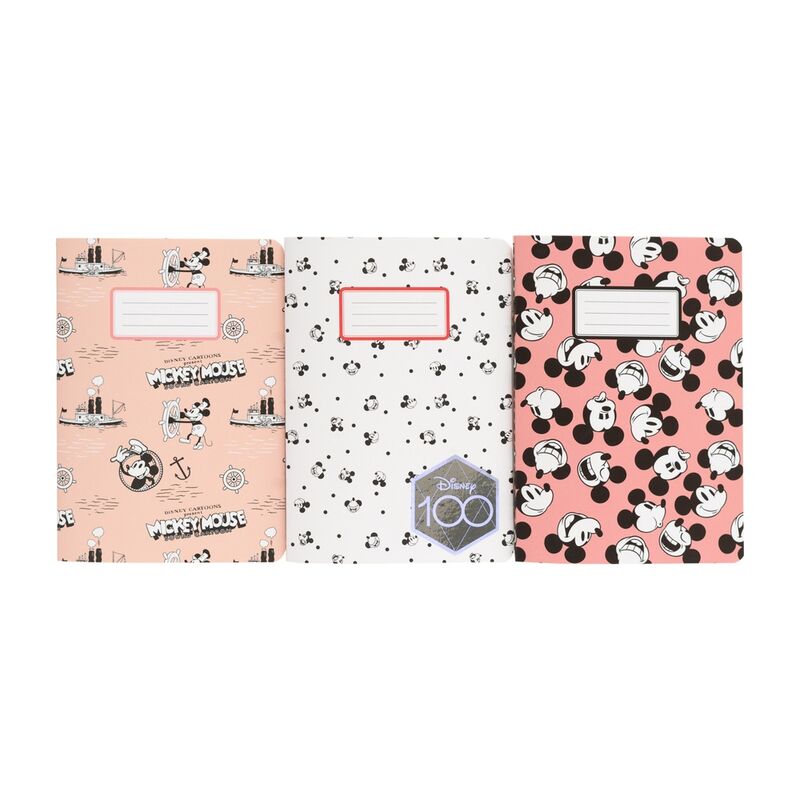 Disney Mickey 100 Anniversary pack 3 A6 notebooks