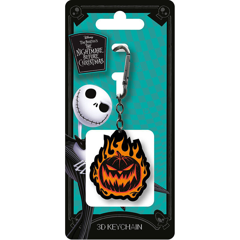 Disney Nightmare Before Christmas Pumpkin in flames 3D keychain