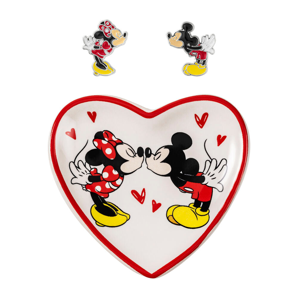 Disney Mickey &#38; Minnie earrings + jewellery plate
