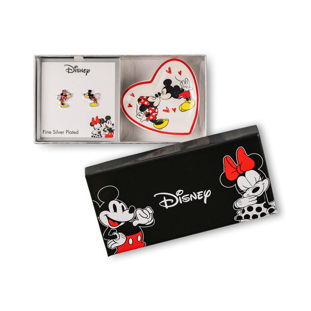Disney Mickey &#38; Minnie earrings + jewellery plate