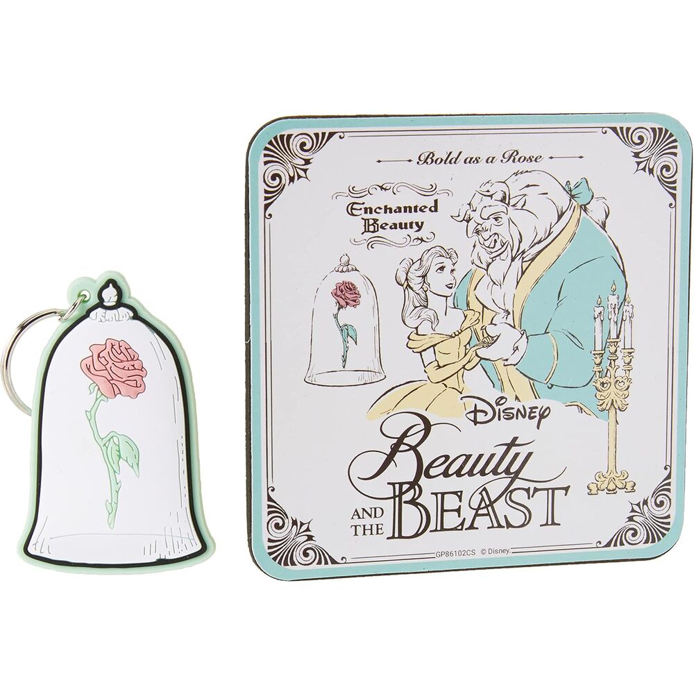 Disney Beauty and the Beast Set Mug + keyring + coaster