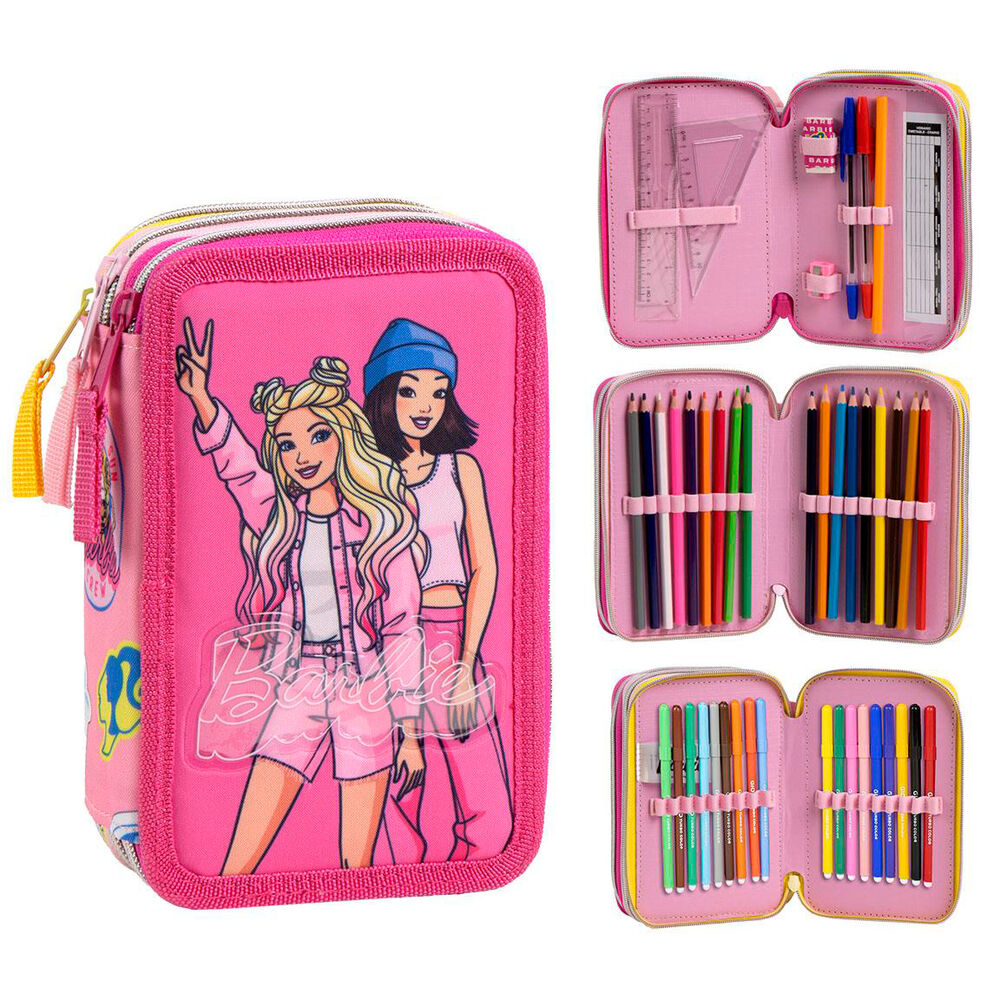 Barbie triple pencil case