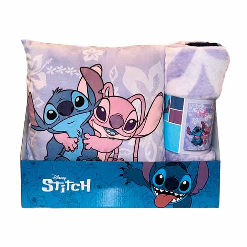 Disney Stitch &#38; Angel polar blanket + cushion set