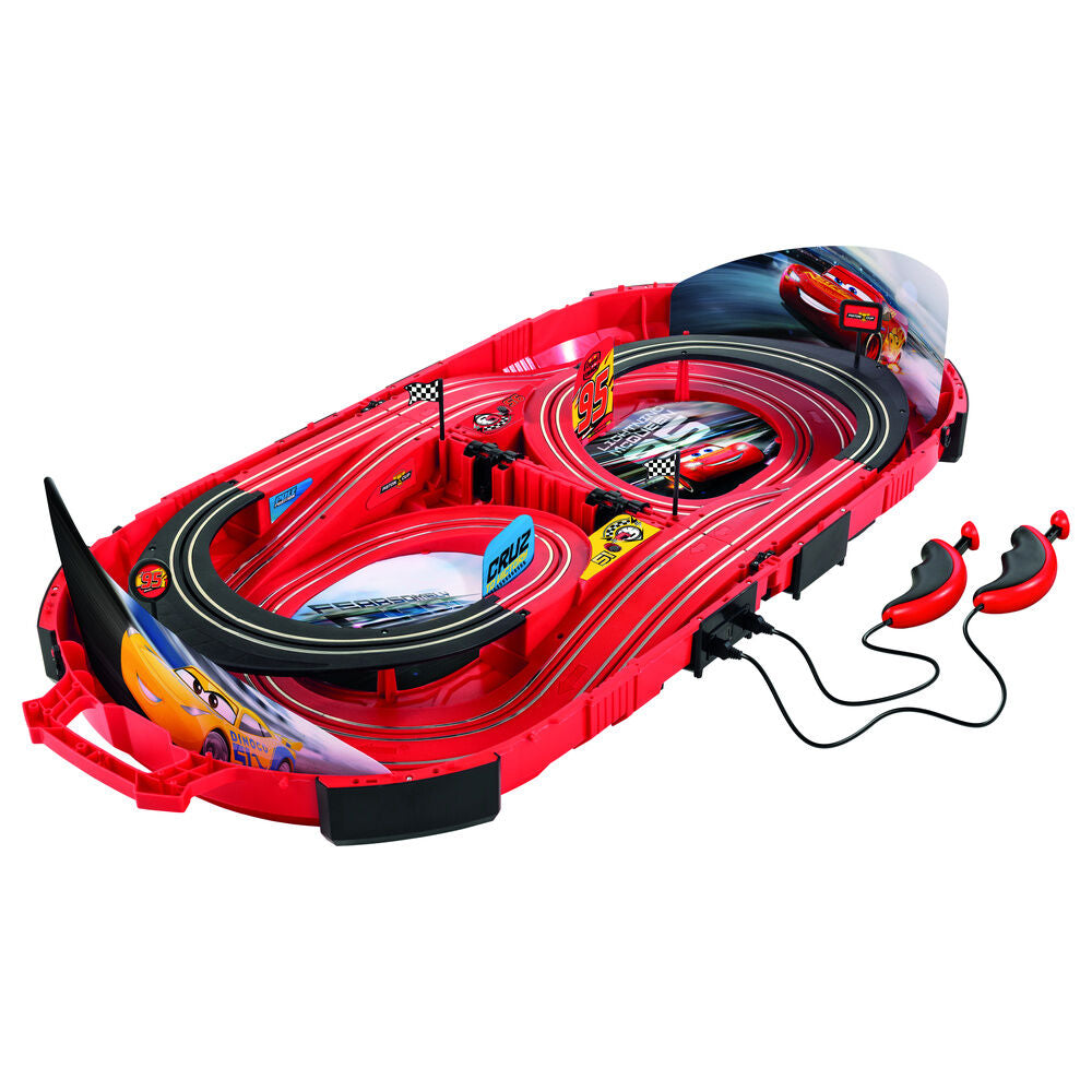 Disney Pixar Cars Race in a Case Racing circuit