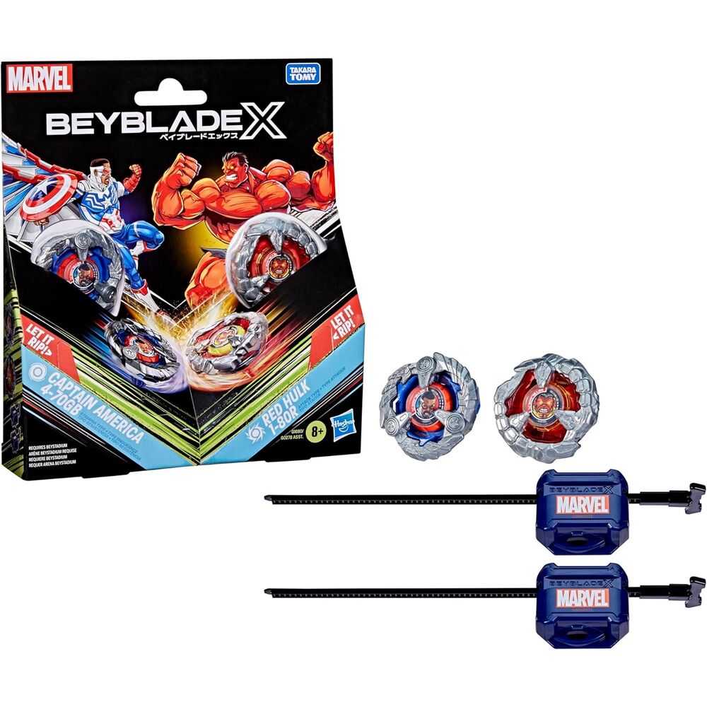 Beyblade X Captain America 4-70GB & Red Hulk 1-80R kit game