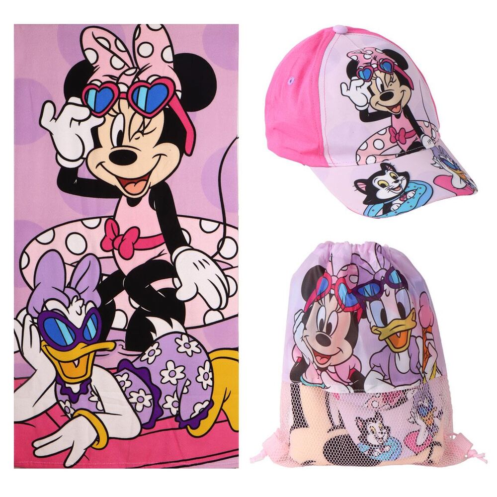 Disney Minnie towel + bag + cap set
